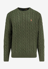Polo Ralph Lauren Cable Knit Logo Sweater Green 710775885542_GARDEN TRAIL HEATHER_70154104