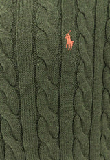 Polo Ralph Lauren Cable Knit Logo Sweater Green 710775885542_GARDEN TRAIL HEATHER_70154104