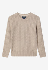 Polo Ralph Lauren Kids Boys Cable Knit Logo Sweater Beige 323702674513CO/T_POLOR-TH