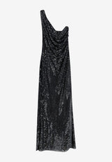 Self-Portrait One-Shoulder Embellished Maxi Dress Black PF26041XBBLACK_BLACK_70014203