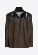 Miu Miu Suede Leather Jacket Brown MPW013OOO19MN/S_MIU-F0017