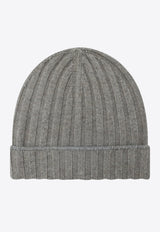 Brunello Cucinelli Ribbed Cashmere Beanie Gray M2240900WS/T_CUCIN-CFF57