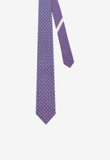 Ferragamo Gancini Print Silk Tie Blue 351453794708BLUSCUROROSSO_Bluscurorosso_67481133