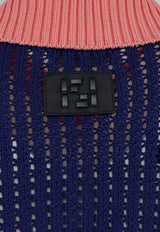 Fendi Open Knit V-neck Sweater Blue FZE077AYY3F1A9C_BLU INK+PEONIA_42821646