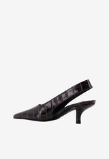 Toteme 60 Croc-Embossed Leather Slingback Pumps Dark Brown 252WAS0205LE0076034_DARK BROWN_69281631