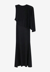 Self-Portrait One-Shoulder Draped Maxi Dress Black PF26081XBBLACK_BLACK_70013691