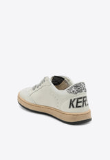 Golden Goose DB Kids Baby Girls Ball Star Leather Sneakers with Glittered Star and Heel White GJF00439GF004826/T_GOLDE-80185