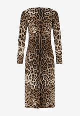 Dolce & Gabbana Animal Print Midi Dress Brown F6TYGTFSRKIHY13M_LEONEW_70014546