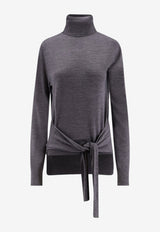 Toteme Turtleneck Wool Sweater with Scarf Gray 254WRT0615YA0087020_MID GREY MELANGE_70041547