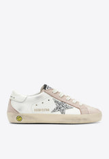Golden Goose DB Kids Girls Super-Star Leather Sneakers with Glittered Star Patch Pink GYF00102F008641/T_GOLDE-12507