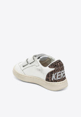 Golden Goose DB Kids Girls Ball Star Leather Sneakers with Glittered Star and Heel Brown GTF00501F008649/T_GOLDE-12509