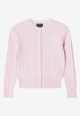 Polo Ralph Lauren Kids Girls Cable Knit Logo Cardigan Pink 313543047010CO/T_POLOR-HP