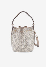 Tory Burch Small T Monogram Coated Canvas Bucket Bag Taupe 182854200_CHARCOAL_66335872
