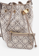 Tory Burch Small T Monogram Coated Canvas Bucket Bag Taupe 182854200_CHARCOAL_66335872