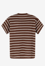 Brunello Cucinelli Striped Crewneck T-shirt Brown M14854100CTX08_Brown_60002043