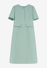 Valentino V Gold Crepe Couture Midi Dress Green 9B3VAL261CFC68_Celadon_70013908