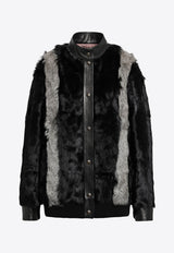 Valentino Shearling Leather Jacket Black 9B3NB26ZAAS/T_VALE-G51