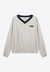 Miu Miu Tech Pongee V-neck Sweatshirt Beige MT2247OOO1904/T_MIU-F0D91