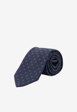 Ferragamo Gancini Motif Silk Tie Blue 351424794457BLUSCURO_BLUSCURO_67481145