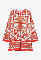Dolce & Gabbana Majolica Print Mini Kaftan Dress Orange F61A2TGDDRE/T_DOLCE-S9000
