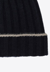 Brunello Cucinelli Ribbed Cashmere Beanie Navy M2240900WS/T_CUCIN-CU715
