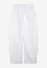Alaïa High-Waist Curved-Leg Jeans White AA9P1280D027DDE/T_ALAIA-000