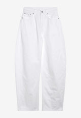 Alaïa High-Waist Curved-Leg Jeans White AA9P1280D027DDE/T_ALAIA-000