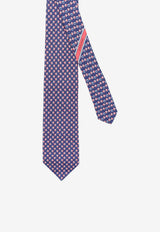 Ferragamo All-Over Fish Print Silk Tie Blue 351442794550BLUSCUROROSSO_Blu scuro rosso_67481193
