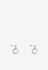 Ferragamo Gancini Crystal Ring Drop Earrings Silver 761003795162CRYSTAL_Cristallo_67481194