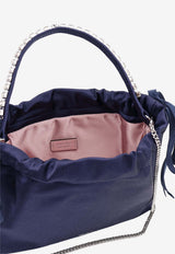 Jimmy Choo Rhinestone Embellished Satin Shoulder Bag Navy DRAWSTRINGMINITHKSIMARINESILVER_MARINESILVER_67481199