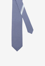 Ferragamo Geometric Print Silk Tie Blue 351445794583BLUSCURO_BLUSCURO_67481206