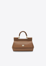Dolce & Gabbana Small Sicily Shoulder Bag in Grained Leather Brown BB7116B1001/T_DOLCE-8M417