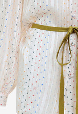 All-Over Stars Belted Silk Blouse