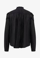 Isabel Marant Etoile Christa Ruffled Blouse Black HT0681FBB3J04E01BK_BLACK_70014282