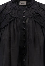 Isabel Marant Etoile Christa Ruffled Blouse Black HT0681FBB3J04E01BK_BLACK_70014282
