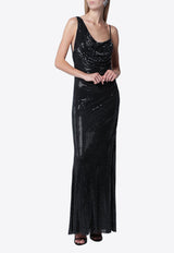 Self-Portrait Rhinestone Draped Maxi Dress Black PF26-041XPL/T_SELF-B