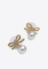 Self-Portrait Crystal Bow Pearl Earrings Gold PF26-600EMET/T_SELF-GD
