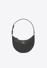 Valentino Mini VLogo Signature Hobo Bag in Grained Leather Black 9W2P0AK3SNP/T_VALE-0NO