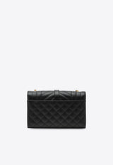 Saint Laurent Small Envelope Quilted Leather Crossbody Bag Black 600195BOW91/T_YSL-1000