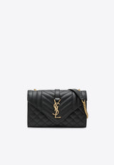 Saint Laurent Small Envelope Quilted Leather Crossbody Bag Black 600195BOW91/T_YSL-1000