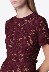 Self-Portrait Belted Lace Midi Dress Burgundy PF26-107MPL/T_SELF-BU