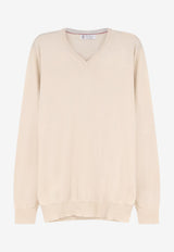 Brunello Cucinelli V-neck Cashmere Sweater Beige M2200162CEP23_BURRONEBBIA_70014828