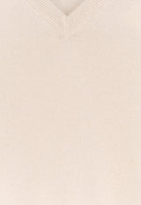 Brunello Cucinelli V-neck Cashmere Sweater Beige M2200162CEP23_BURRONEBBIA_70014828