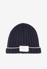 Brunello Cucinelli Ribbed Cashmere Beanie Navy M2240900CU715_NAVYCAMEL_70014883