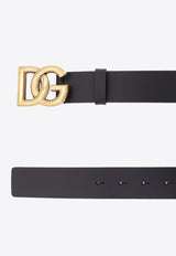 Dolce & Gabbana DG Logo Buckle Leather Belt Black BC4644AX6228E831_NEROORO_70014061