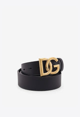 Dolce & Gabbana DG Logo Buckle Leather Belt Black BC4644AX6228E831_NEROORO_70014061