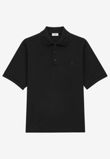 Saint Laurent Cassandre Wool Polo T-shirt Black 841679Y75YW1000_NOIR_70040306