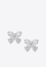Self-Portrait Oversized Crystal Bow Earrings Silver PF26-617EPR/T_SELF-SL