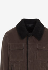 Shearling Collar Corduroy Trucker Jacket