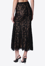 Self-Portrait Flounce Lace Midi Skirt Black PF26-032MSKPL/T_SELF-B
